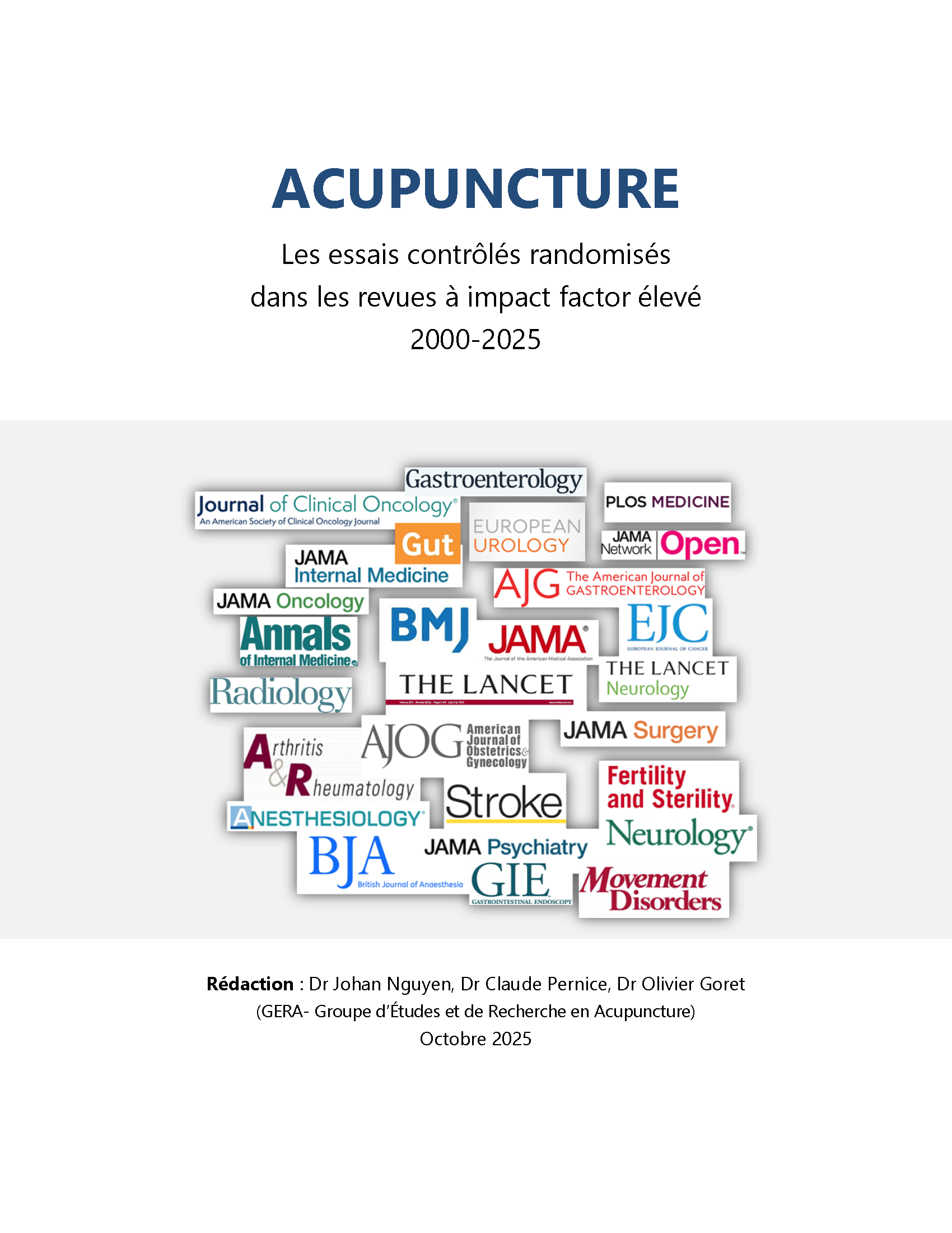 Rapport GERA – Acupuncture et revues à haut facteur d’impact